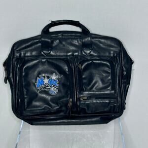 Vintage Orlando Magic Black Faux Leather Laptop Briefcase Bag